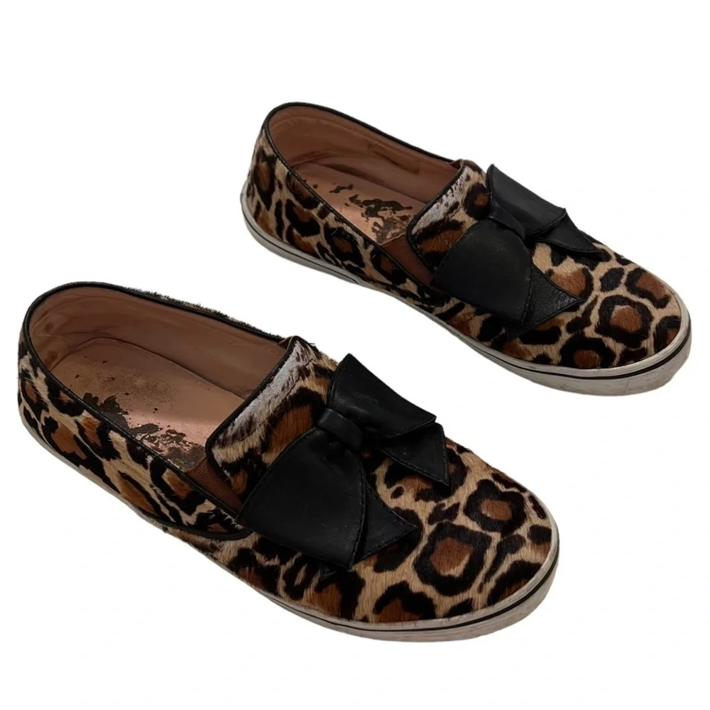 Kate Spade NY Women's Size 6.5 Delise Leopard Print Slip On Sneakers Calf Hair